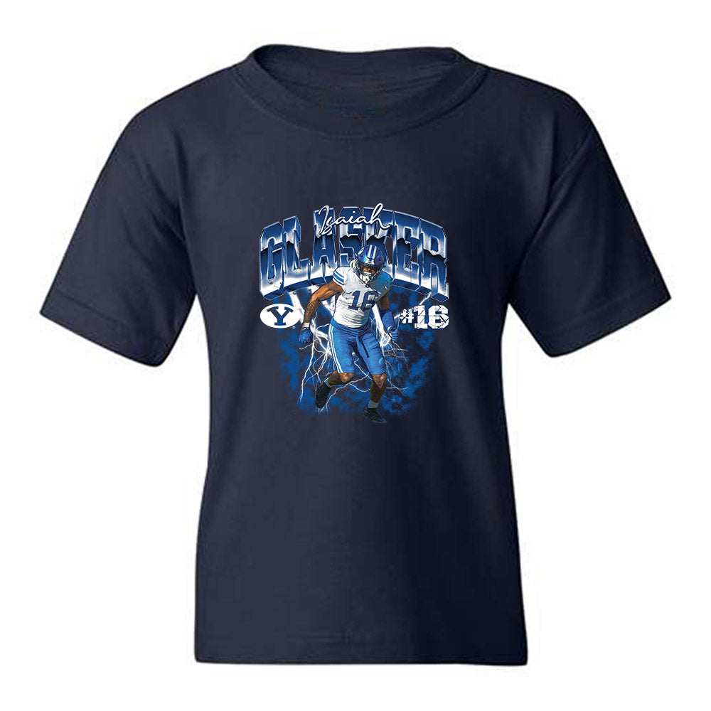 BYU - NCAA Football : Isaiah Glasker - Collage Youth T-Shirt-0