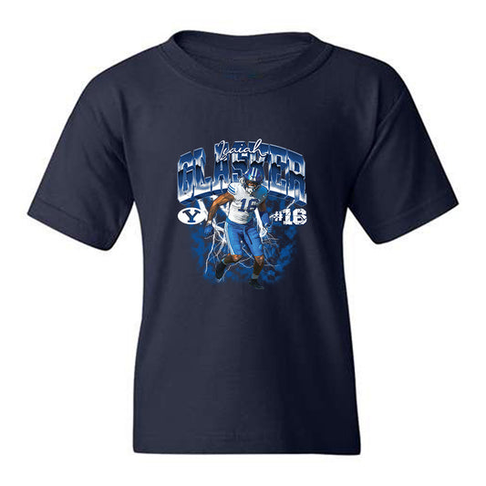 BYU - NCAA Football : Isaiah Glasker - Collage Youth T-Shirt-0