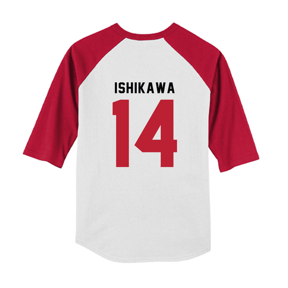 Georgia - NCAA Baseball : Kenny Ishikawa - OmaDawgs Youth Raglan T-Shirt-1