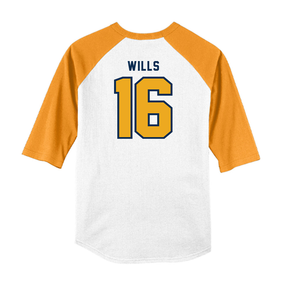West Virginia - NCAA Baseball : Brock Wills - Raglan Shirt-1