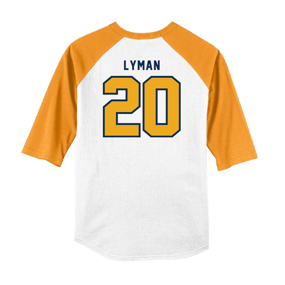 West Virginia - NCAA Baseball : Luke Lyman - Raglan Shirt-1