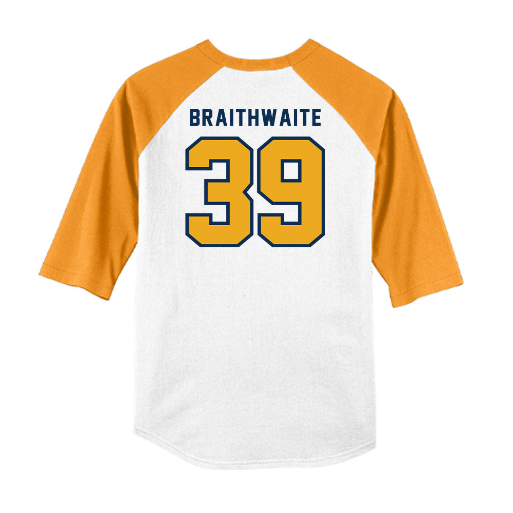West Virginia - NCAA Baseball : Trey Braithwaite - Raglan Shirt-1