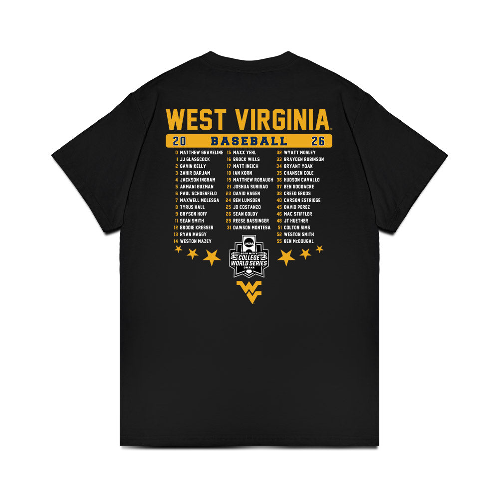 West Virginia - NCAA Baseball : Omaha Bound Roster List Comfort Colors T-Shirt-1