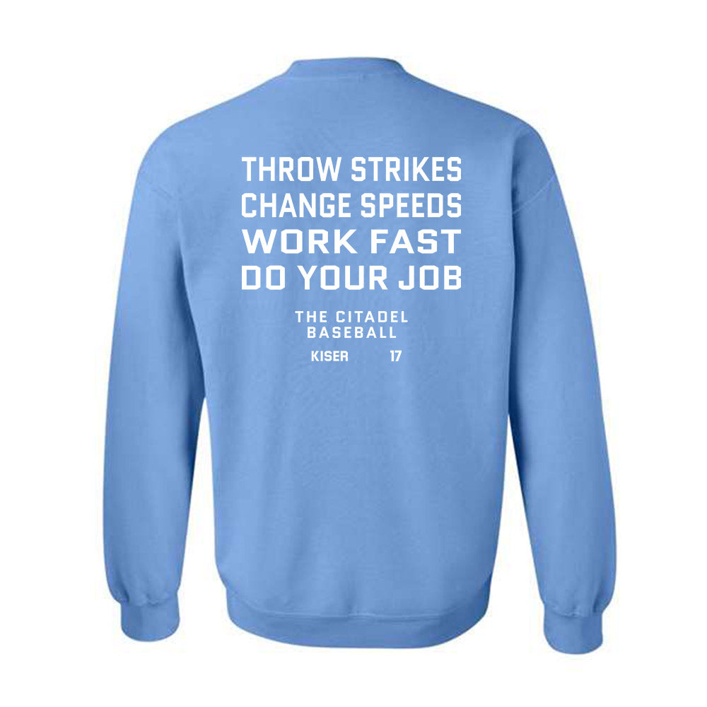 The Citadel - NCAA Baseball : Kaden Kiser - Sports Shersey Crewneck Sweatshirt-1