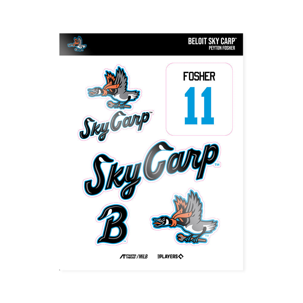 Beloit Sky Carp - MILB Baseball : Peyton Fosher - Sticker Sheet-0