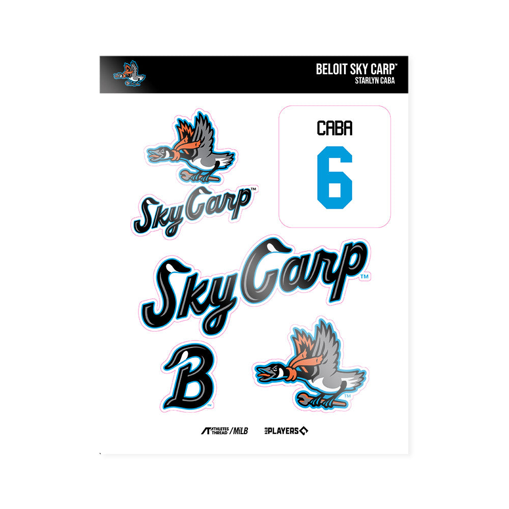 Beloit Sky Carp - MILB Baseball : Starlyn Caba - Sticker Sheet-0