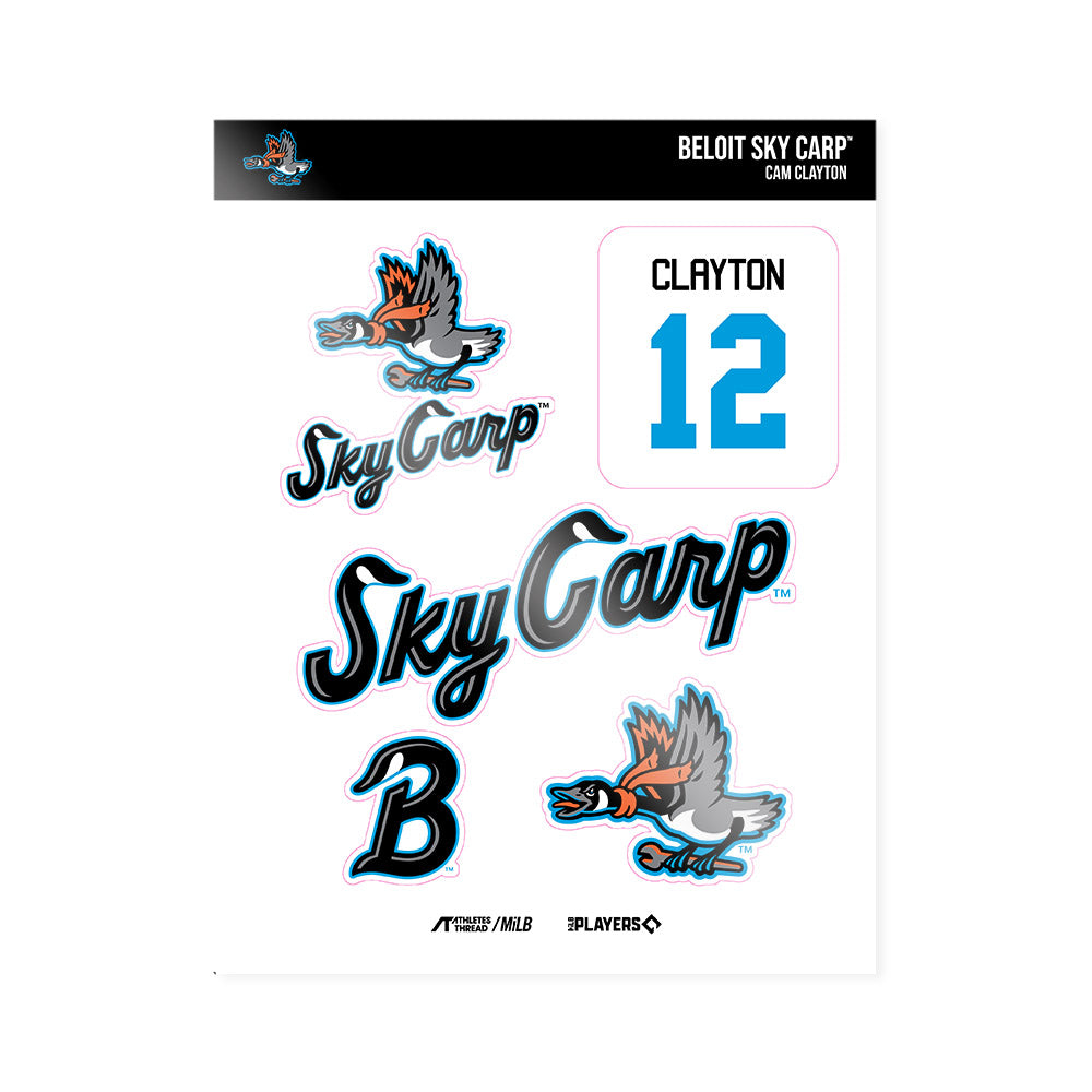 Beloit Sky Carp - MILB Baseball : Cam Clayton - Sticker Sheet-0