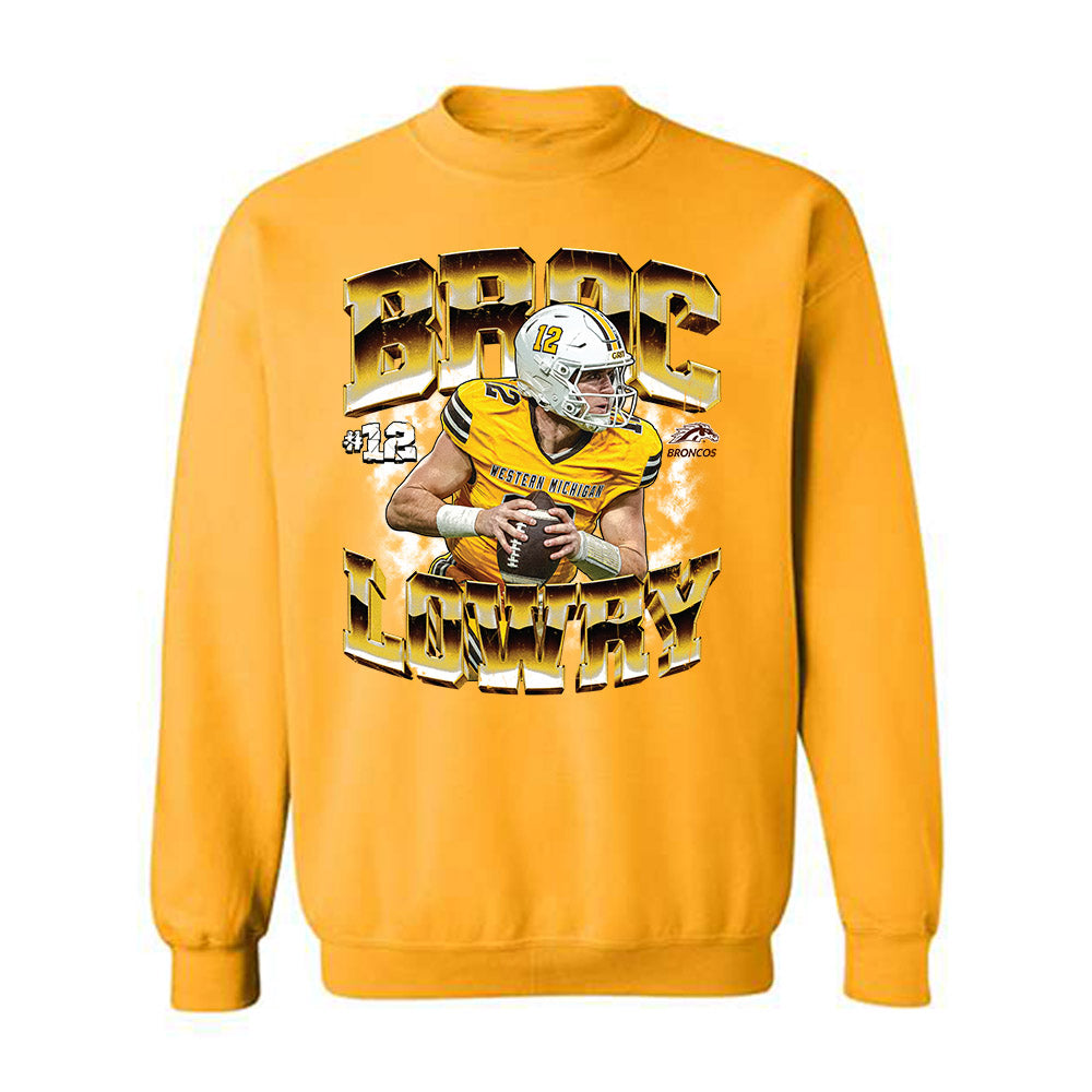Western Michigan - NCAA Football : Broc Lowry - Collage Crewneck Sweatshirt-0