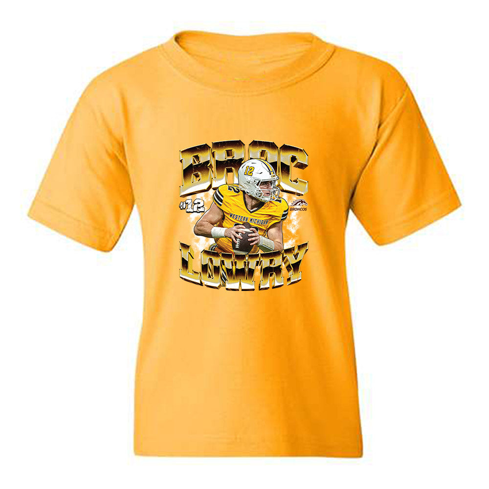 Western Michigan - NCAA Football : Broc Lowry - Collage Youth T-Shirt-0