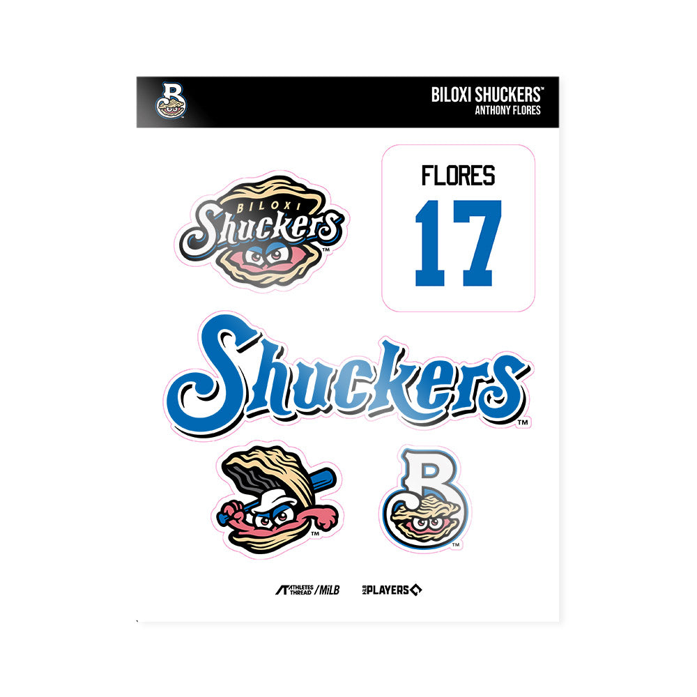 Biloxi Shuckers - MILB Baseball : Anthony Flores - Sticker Sheet-0