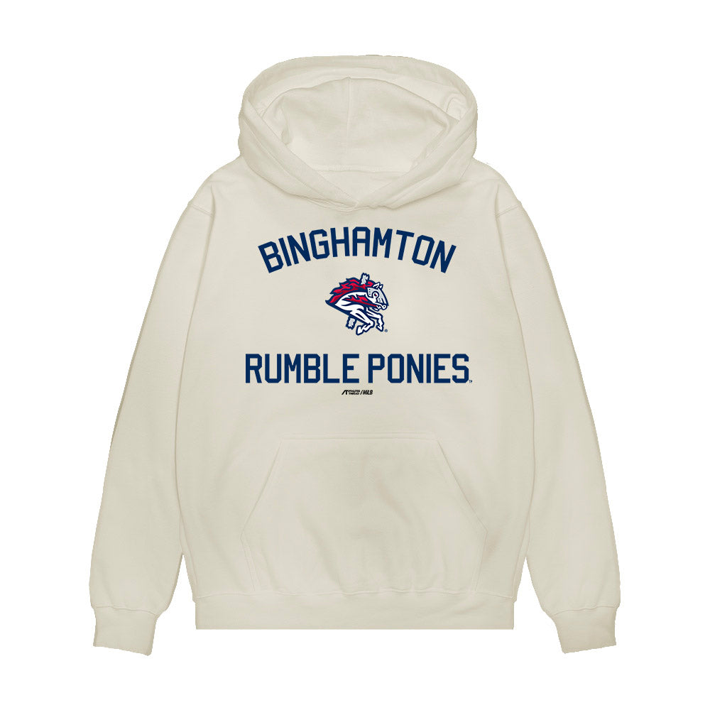 Binghamton Rumble Ponies - MILB Baseball : Noah Hall - Premium Hooded Sweatshirt-0