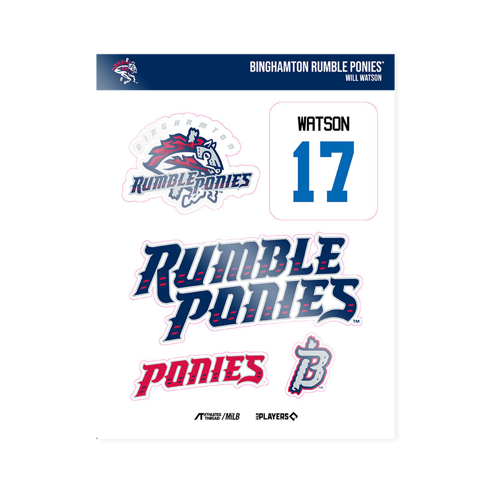 Binghamton Rumble Ponies - MILB Baseball : Will Watson - Sticker Sheet-0