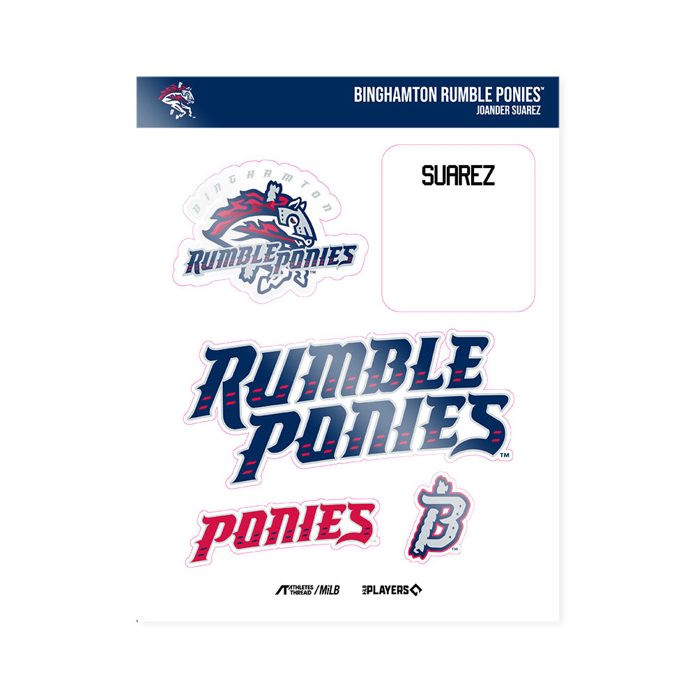 Binghamton Rumble Ponies - MILB Baseball : Joander Suarez - Sticker Sheet-0