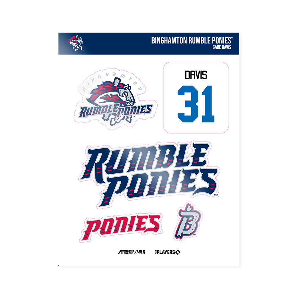 Binghamton Rumble Ponies - MILB Baseball : Gabe Davis - Sticker Sheet-0