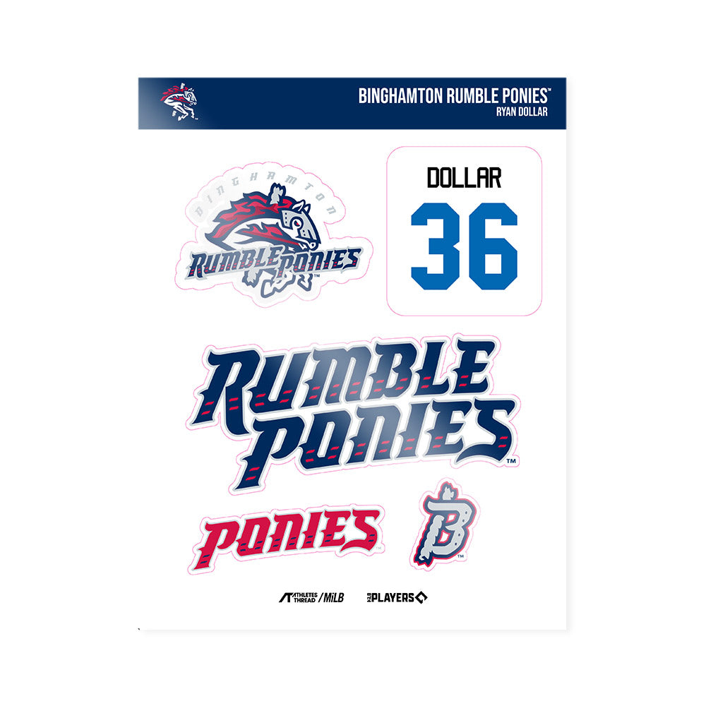 Binghamton Rumble Ponies - MILB Baseball : Ryan Dollar - Sticker Sheet-0