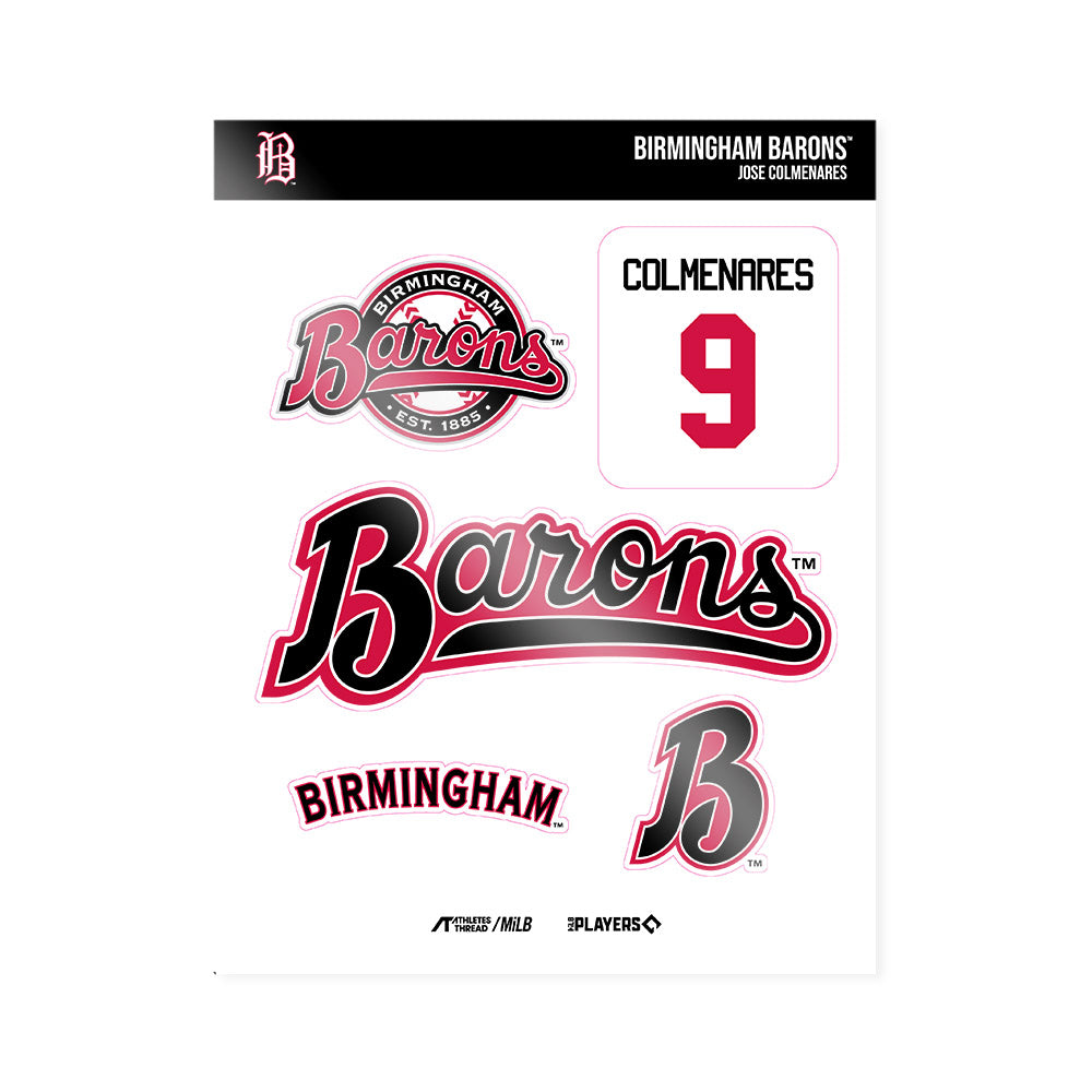 Birmingham Barons - MILB Baseball : Jose Colmenares - Sticker Sheet-0