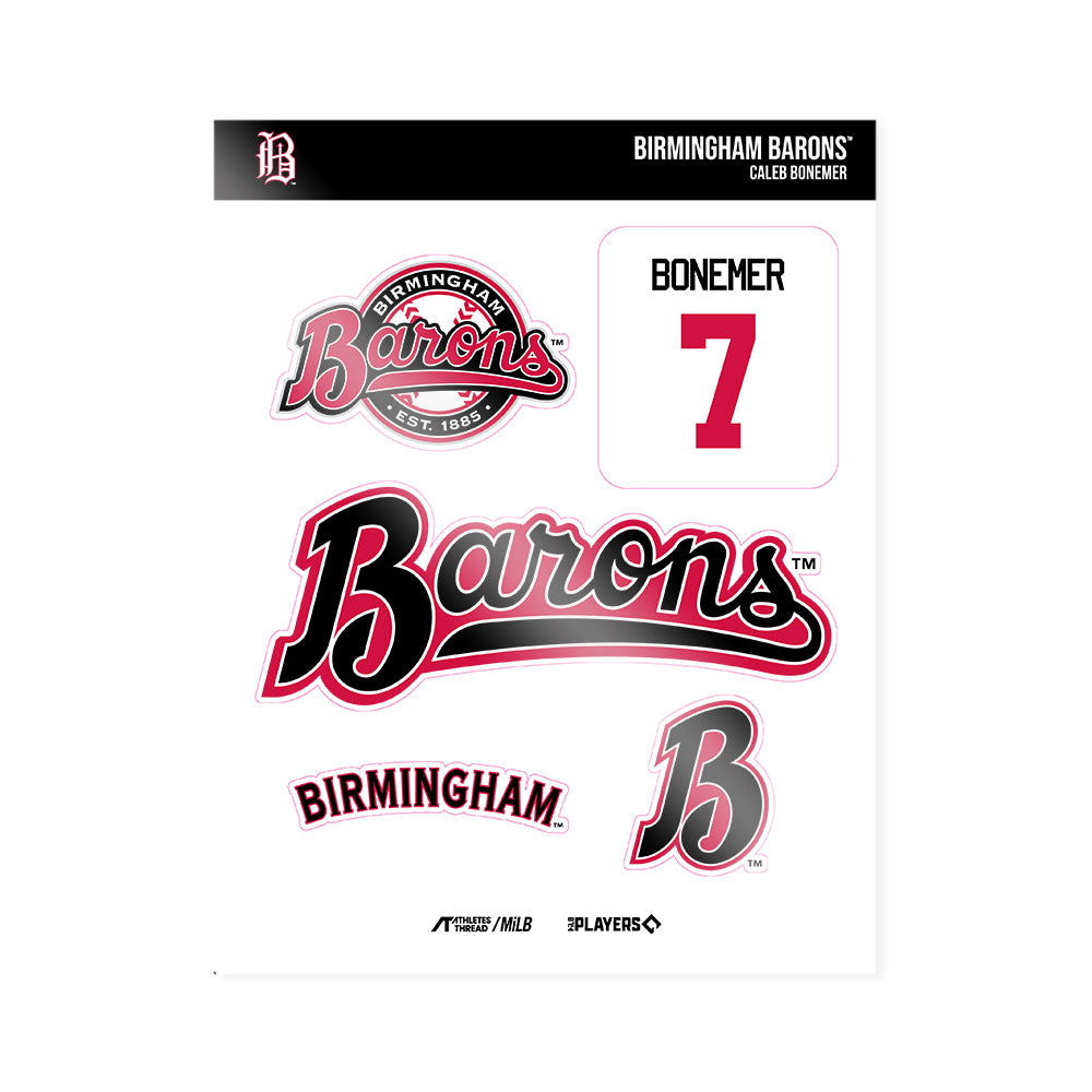Birmingham Barons - MILB Baseball : Caleb Bonemer - Sticker Sheet-0