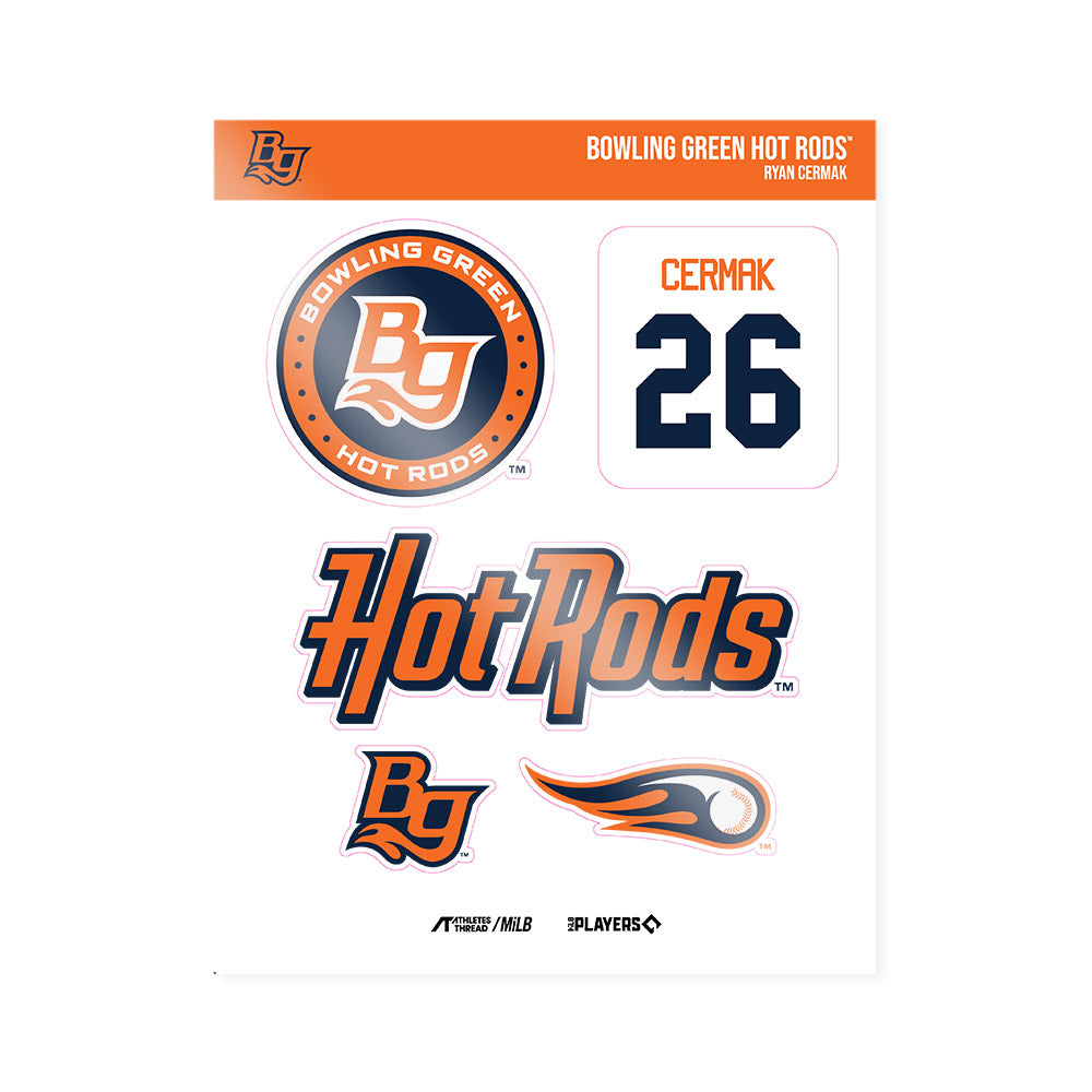 BG Hot Rods - MILB Baseball : Ryan Cermak - Sticker Sheet-0