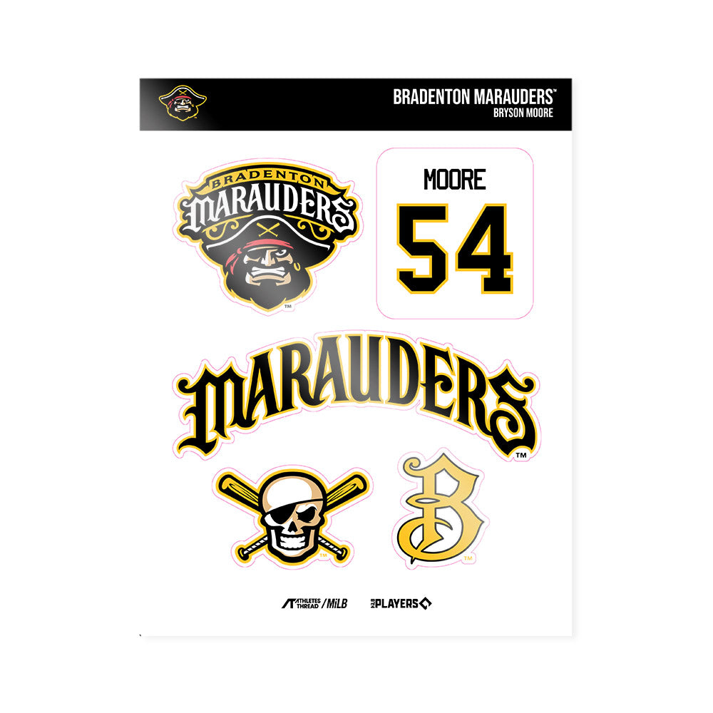 Bradenton Marauders - MILB Baseball : Bryson Moore - Sticker Sheet-0