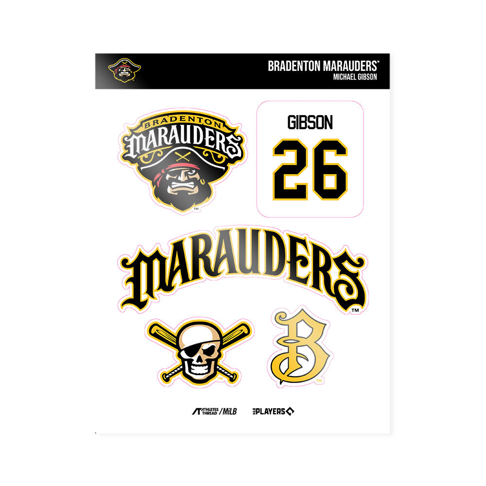 Bradenton Marauders - MILB Baseball : Michael Gibson - Sticker Sheet-0