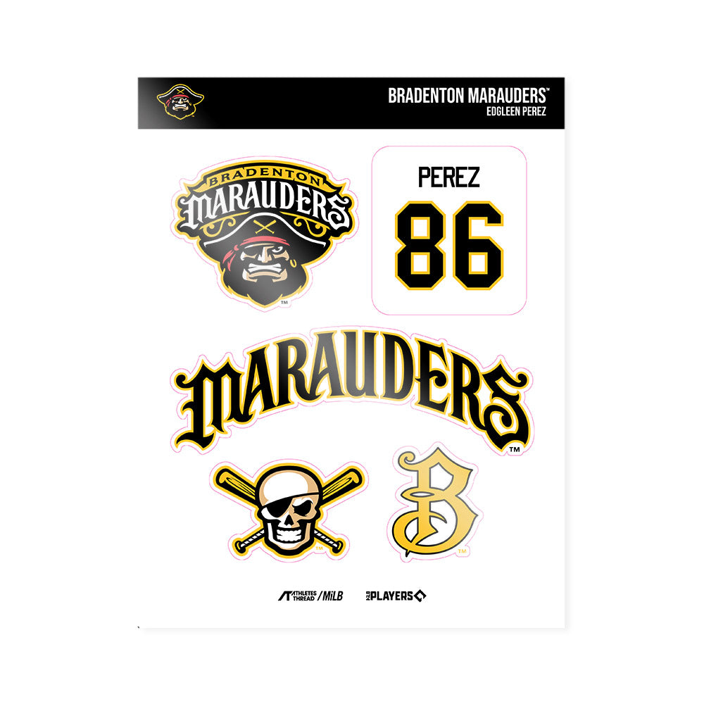 Bradenton Marauders - MILB Baseball : Edgleen Perez - Sticker Sheet-0
