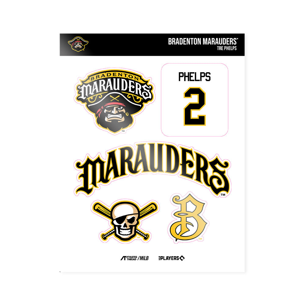 Bradenton Marauders - MILB Baseball : Tre Phelps - Sticker Sheet-0