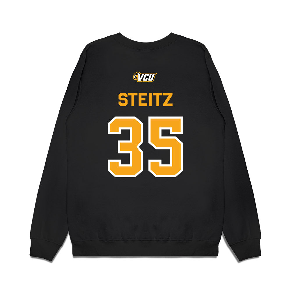 VCU - NCAA Baseball : Patrick Steitz - A10 Champion Classic Shersey Premium Crewneck Sweatshirt-1