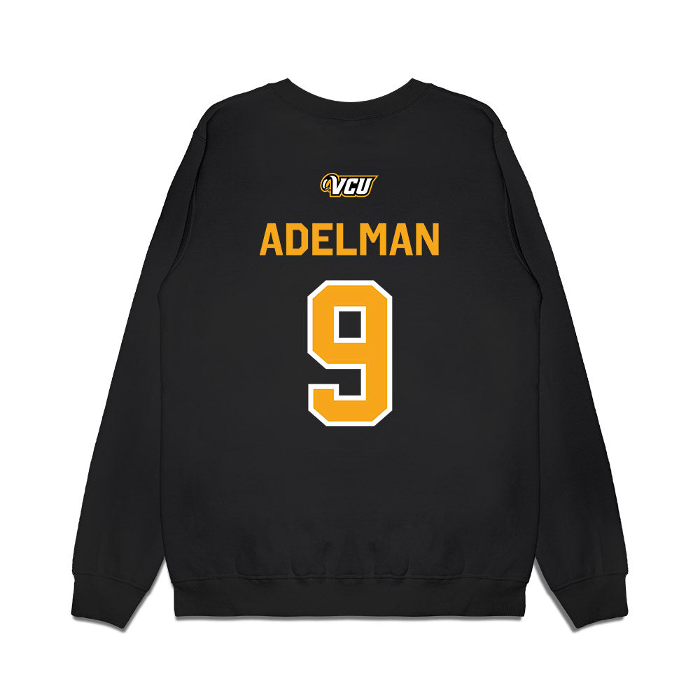 VCU - NCAA Baseball : Trent Adelman - A10 Champion Classic Shersey Premium Crewneck Sweatshirt-1