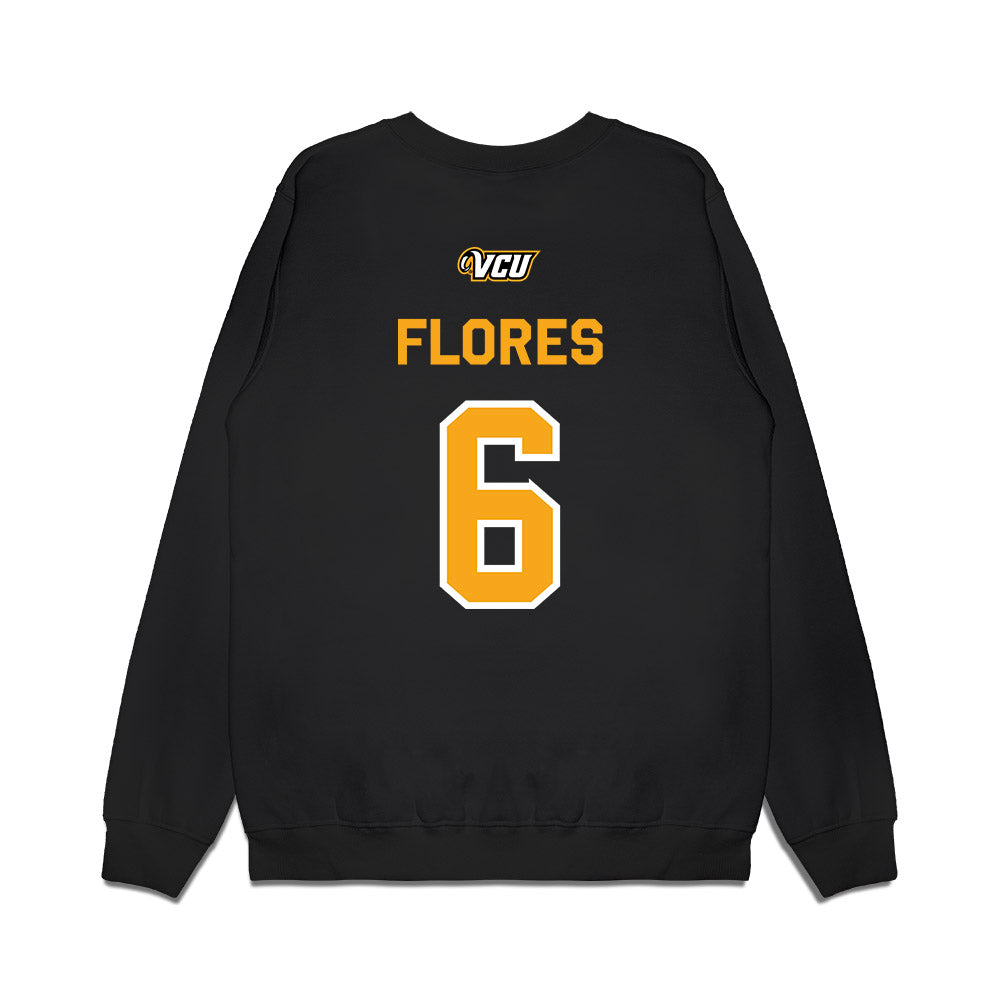 VCU - NCAA Baseball : Nick Flores - A10 Champion Classic Shersey Premium Crewneck Sweatshirt-1