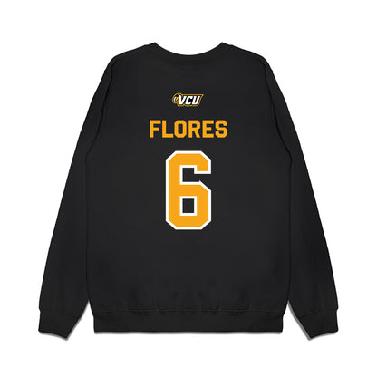 VCU - NCAA Baseball : Nick Flores - A10 Champion Classic Shersey Premium Crewneck Sweatshirt-1