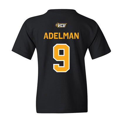 VCU - NCAA Baseball : Trent Adelman - A10 Champion Classic Shersey Youth T-Shirt-1