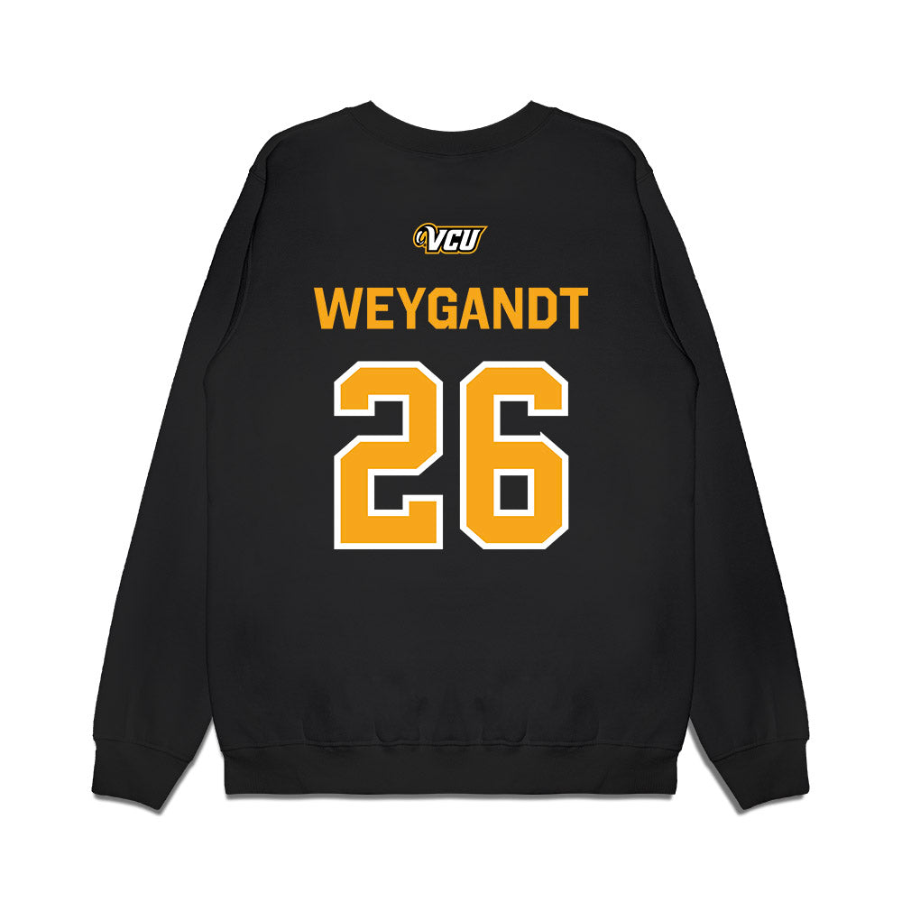 VCU - NCAA Baseball : Cooper Weygandt - A10 Champion Classic Shersey Premium Crewneck Sweatshirt-1