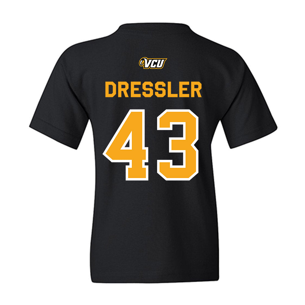VCU - NCAA Baseball : Cade Dressler - A10 Champion Classic Shersey Youth T-Shirt-1