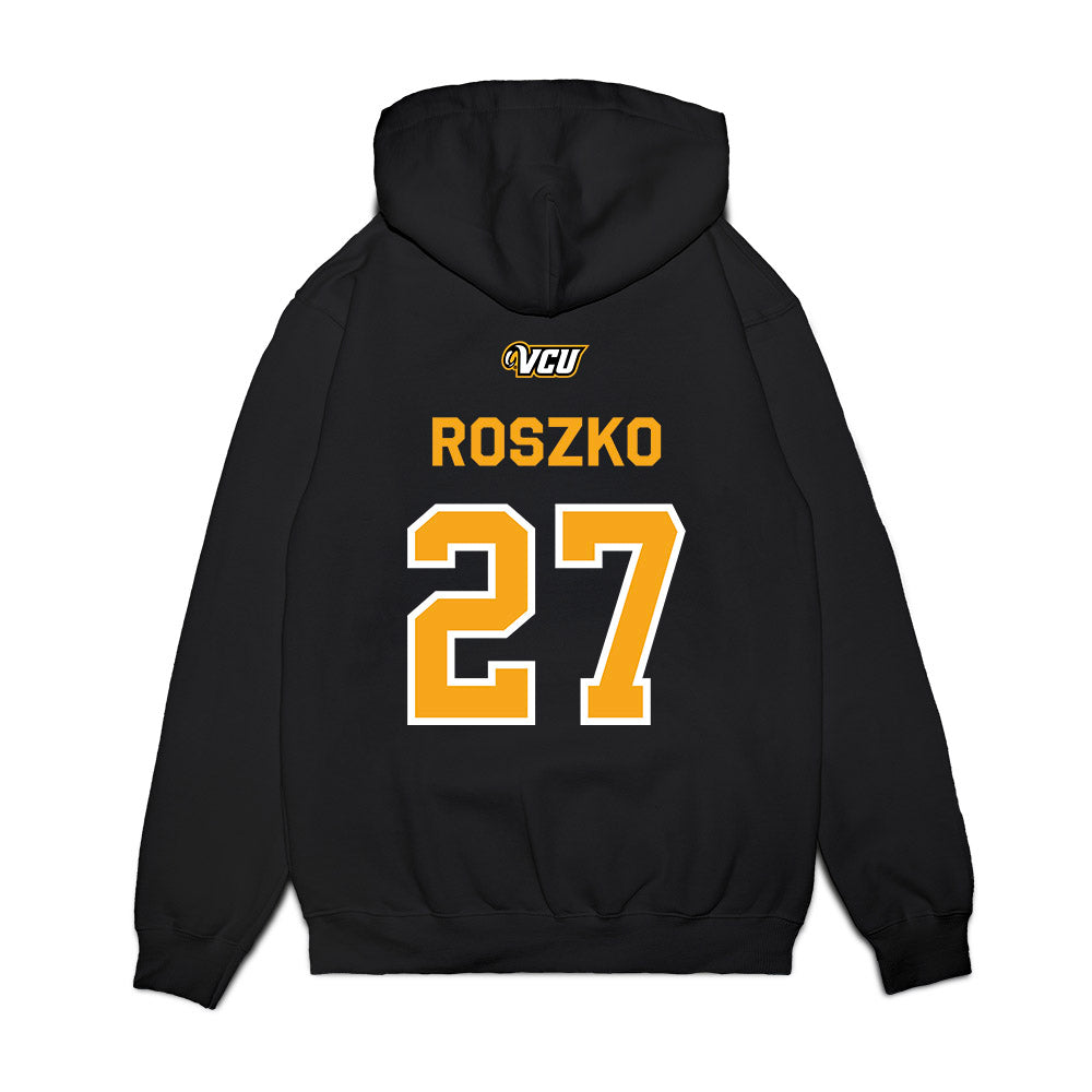 VCU - NCAA Baseball : Anthony Roszko - A10 Champion Classic Shersey Premium Hooded Sweatshirt-1