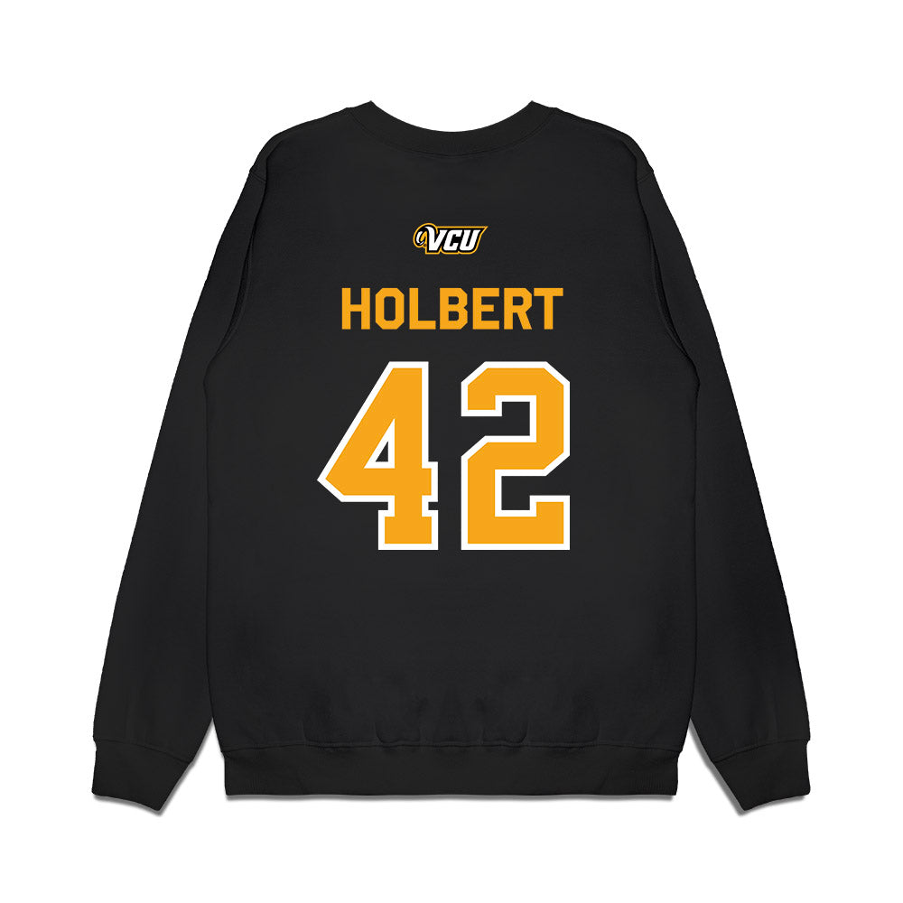 VCU - NCAA Baseball : Elias Holbert - A10 Champion Classic Shersey Premium Crewneck Sweatshirt-1