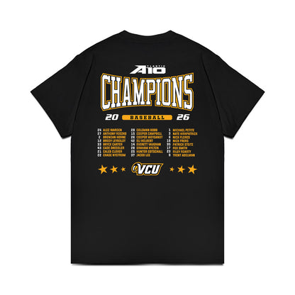 VCU - NCAA Baseball : A10 Champion Roster List Comfort Colors T-Shirt-1