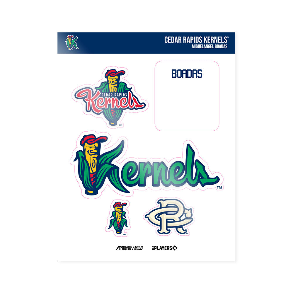Cedar Rapids Kernels - MILB Baseball : Miguelangel Boadas - Sticker Sheet-0