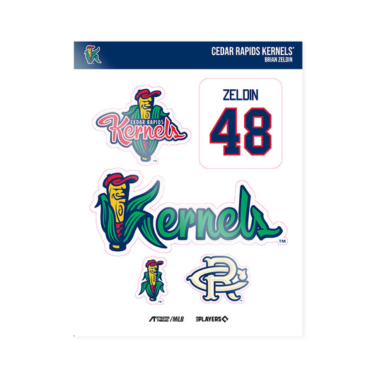 Cedar Rapids Kernels - MILB Baseball : Brian Zeldin - Sticker Sheet-0