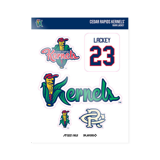 Cedar Rapids Kernels - MILB Baseball : Vahn Lackey - Sticker Sheet-0