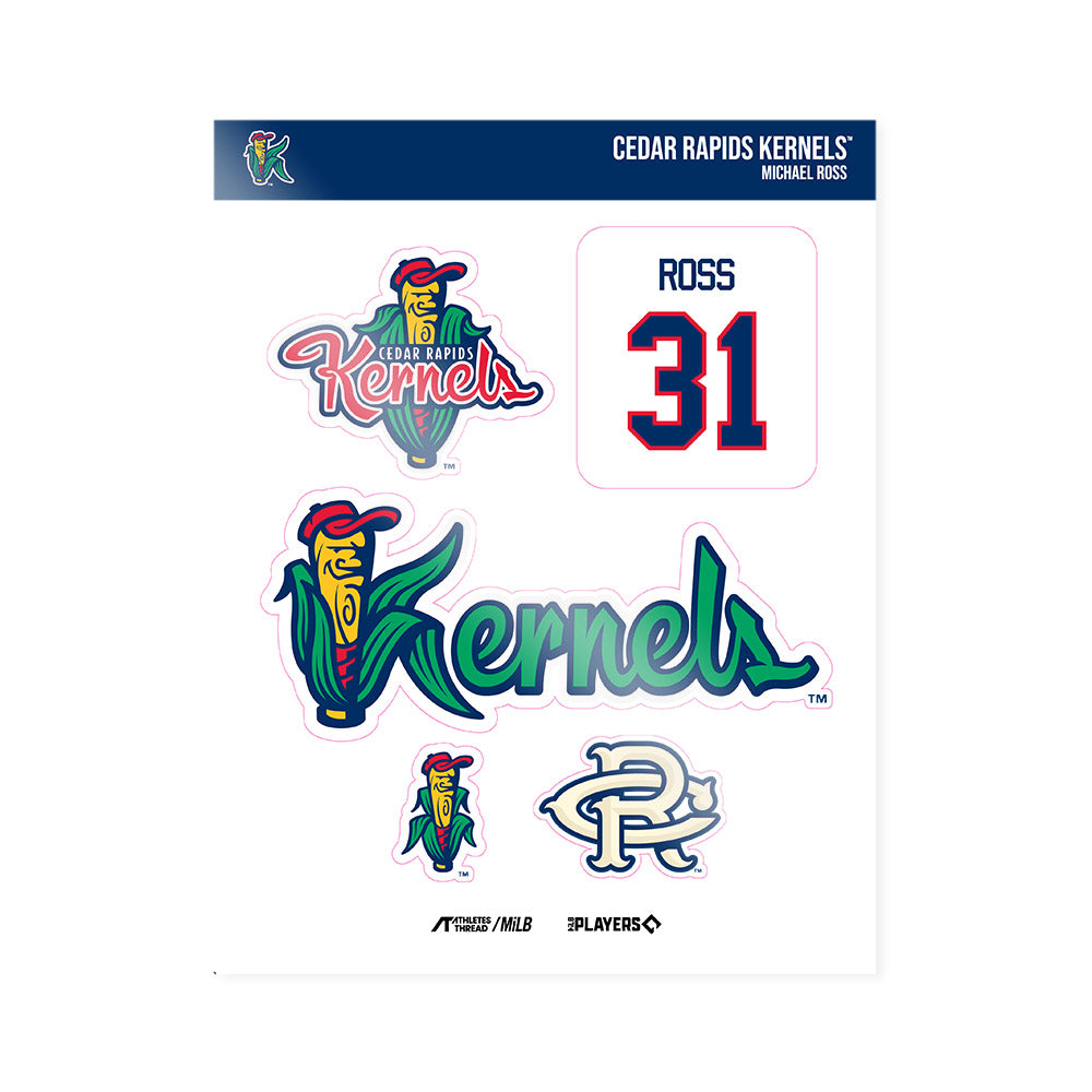 Cedar Rapids Kernels - MILB Baseball : Michael Ross - Sticker Sheet-0