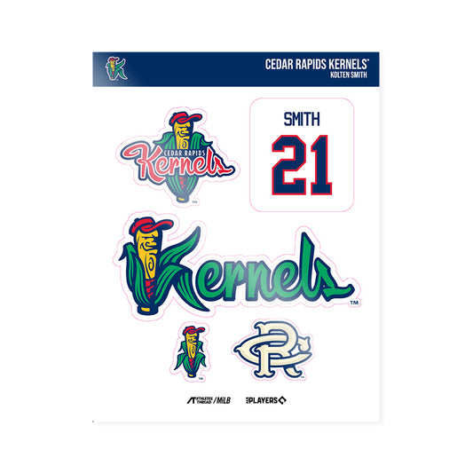 Cedar Rapids Kernels - MILB Baseball : Kolten Smith - Sticker Sheet-0