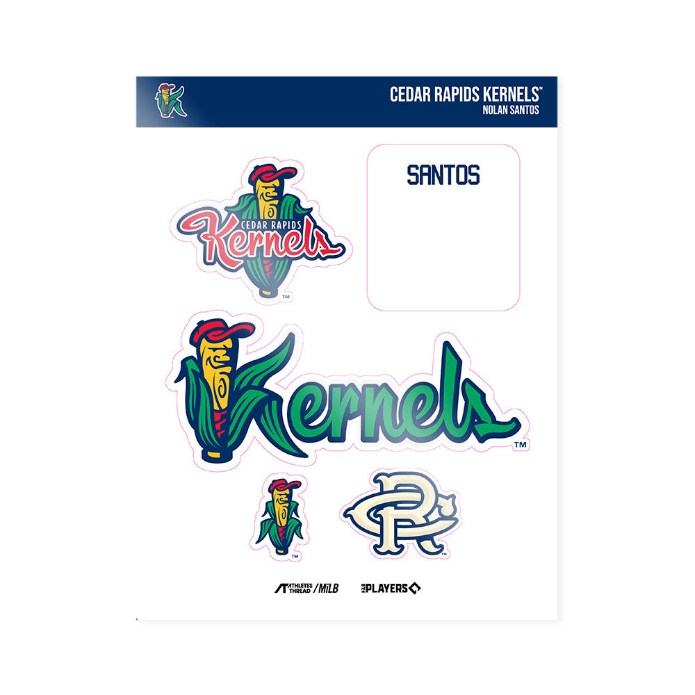 Cedar Rapids Kernels - MILB Baseball : Nolan Santos - Sticker Sheet-0