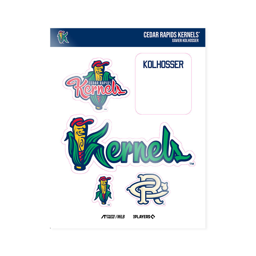 Cedar Rapids Kernels - MILB Baseball : Xavier Kolhosser - Sticker Sheet-0
