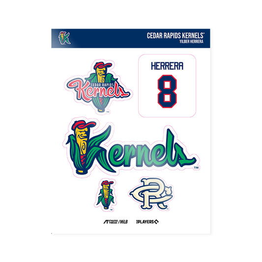 Cedar Rapids Kernels - MILB Baseball : Yilber Herrera - Sticker Sheet-0
