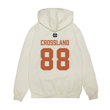 Texas - NCAA Baseball : Brett Crossland - 2026 College World Series Texas Outline Premium Hooded Sweatshirt-1