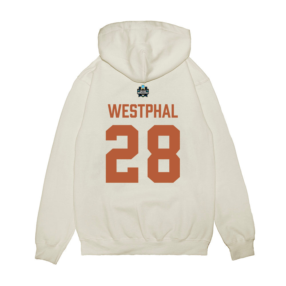 Texas - NCAA Baseball : Grady Westphal - 2026 College World Series Texas Outline Premium Hooded Sweatshirt-1