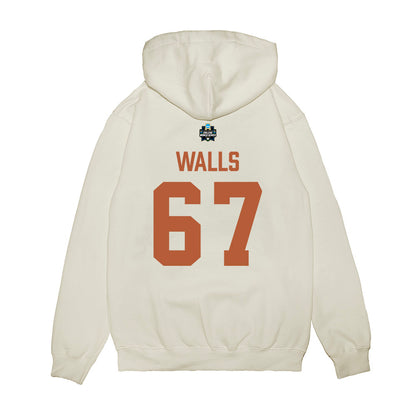 Texas - NCAA Baseball : Brody Walls - 2026 College World Series Texas Outline Premium Hooded Sweatshirt-1