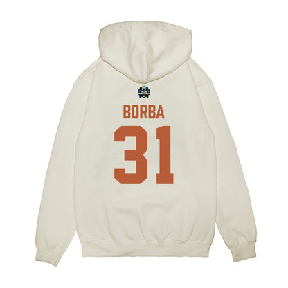 Texas - NCAA Baseball : Casey Borba - 2026 College World Series Texas Outline Premium Hooded Sweatshirt-1