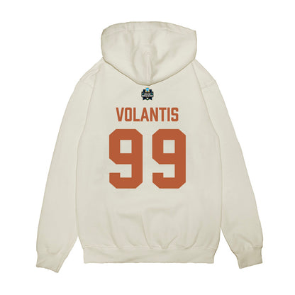 Texas - NCAA Baseball : Dylan Volantis - 2026 College World Series Texas Outline Premium Hooded Sweatshirt-1