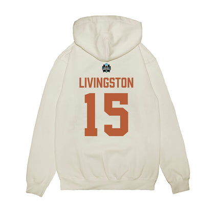 Texas - NCAA Baseball : Josh Livingston - 2026 College World Series Texas Outline Premium Hooded Sweatshirt-1